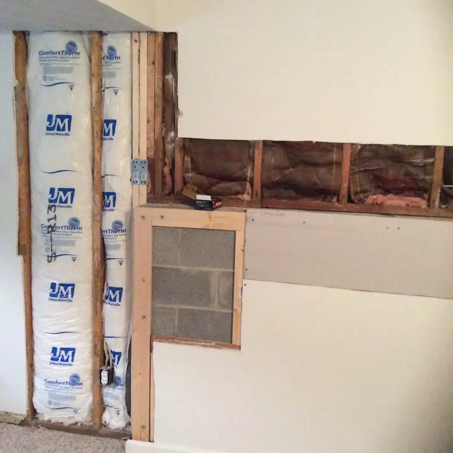 Wall insulation replacement during Basement Flood Cleanup in Lancaster